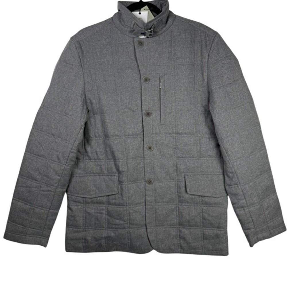 NWT Robert Graham Explorer Woven Jacket Quilted Charcoal Gray Medium Buckle Clr